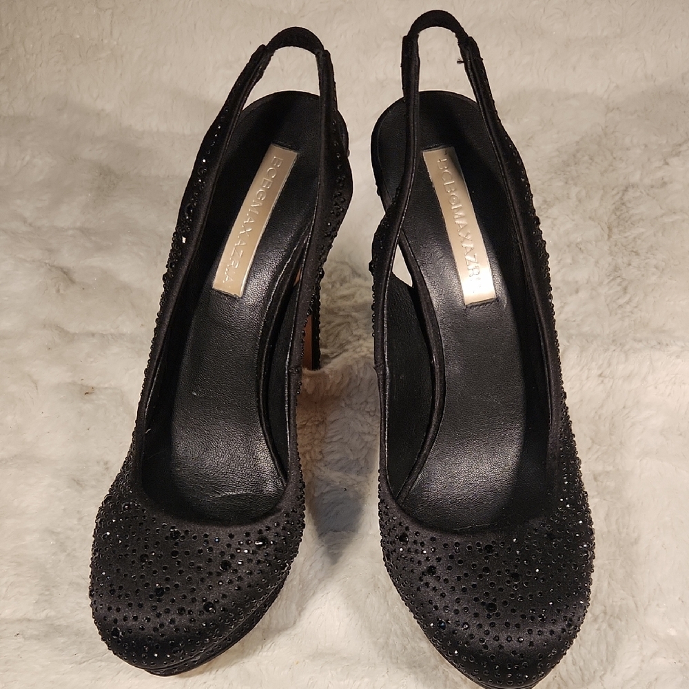 BCBGMaxAzria Black Embellished Slingback Heels